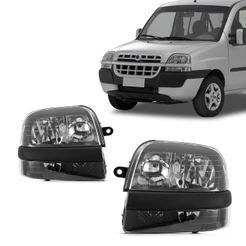 Farol Doblo 2002 2003 2004 2005 2006 2007 2008 2009 Com Auxiliar Elétrico Máscara Negra