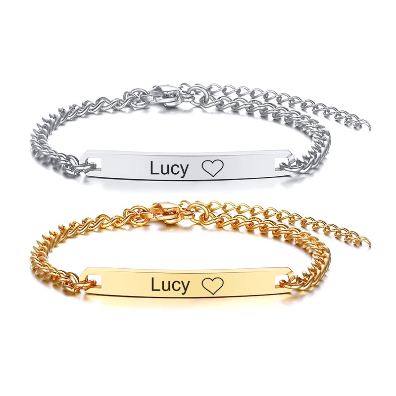 Vnox Pulseira de Aço Inoxidável com Barra para Gravação Personalizada/Pulseira para Gravação de Nome Infantil para Bebê Vnox Pulseira de Aço Inoxidável com Barra para Gravação Personalizada/Pulseira para Gravação de Nome Infantil para Bebê