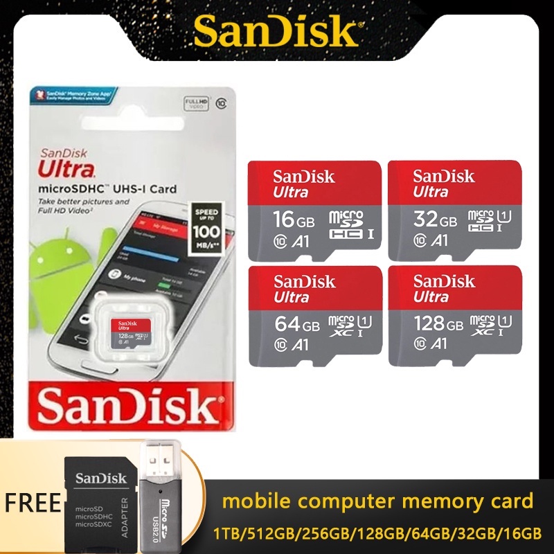 Cartão De Memória SD Ultra A1 8GB 16GB 32GB 64G 48M S para celular Microsd Card