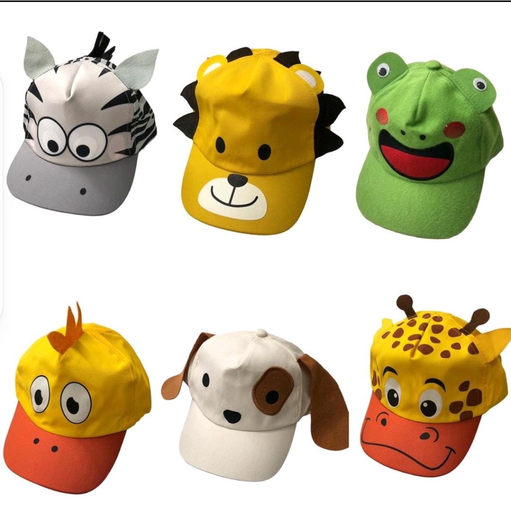 Bone Infantil Kit 10 Criança Bichinhos Lucro Tigre Panda Parque Chapeu Floresta Animal Lojistas em Oferta na Shopee