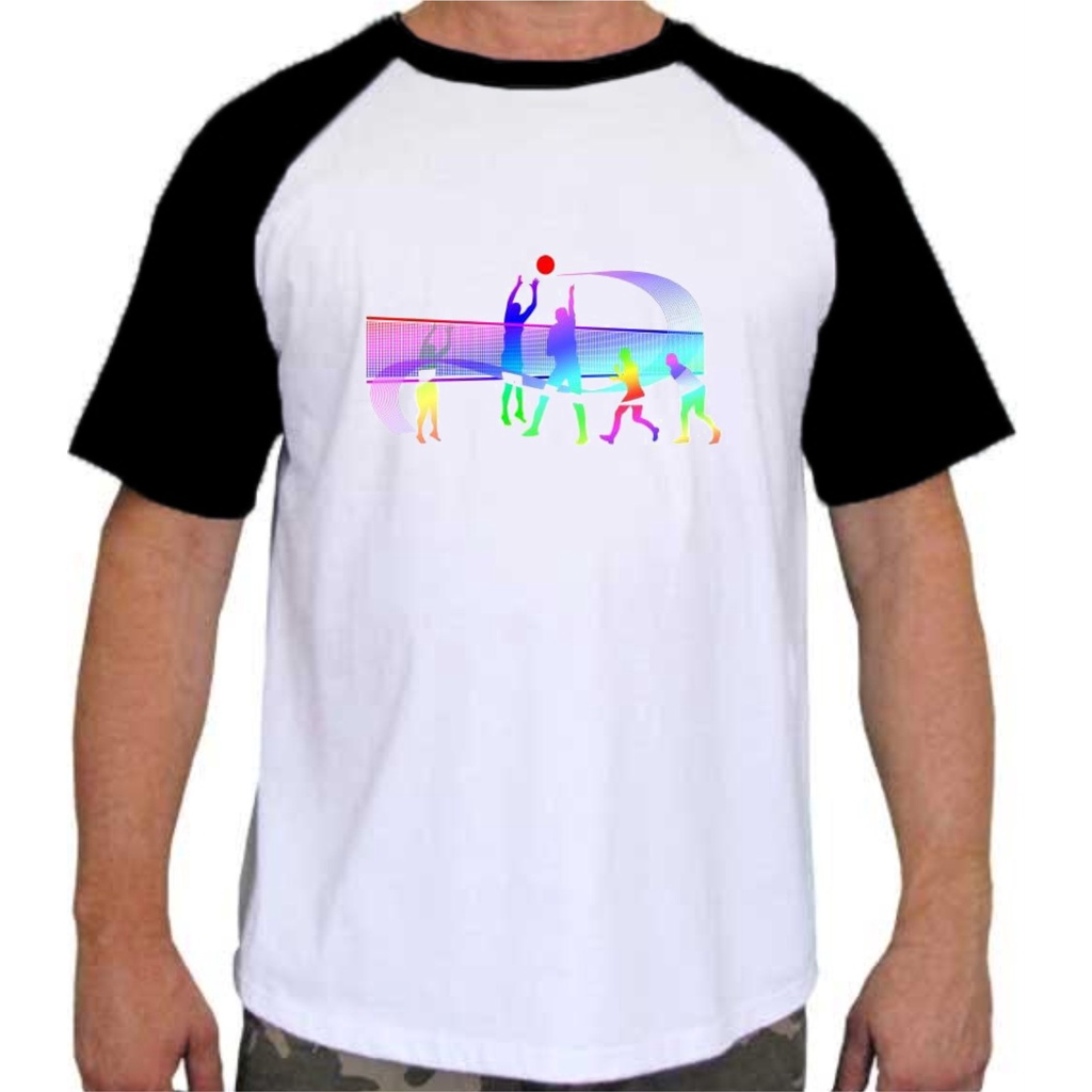 Camiseta Raglan Estampa Esporte Vôlei 34