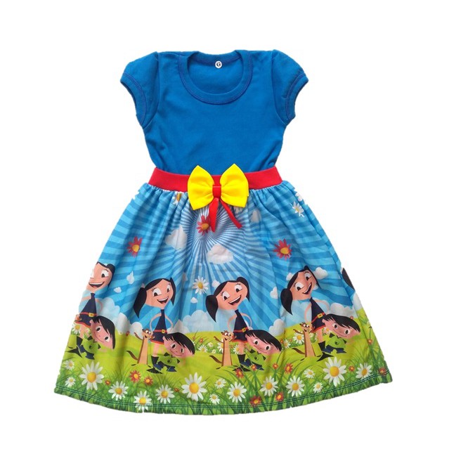 Vestido Festa Luna Personagem Infantil - Roupa Menina Malha Temática Festa Infantil