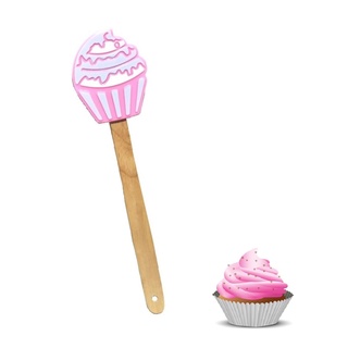 ESPÁTULA DE SILICONE CUPCAKE COM CABO DE MADEIRA ca09595 em Oferta na Shopee