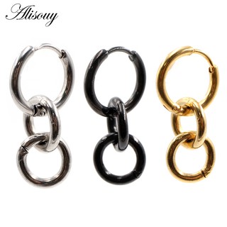 Alisouy 2PCS Punk Hiphop Gótico De Aço Inoxidável Clip Dangle Huggie Brincos De Argola Redonda Para Mulheres Helix Homens