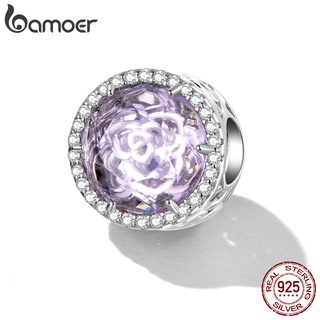 Bamoer Beads Prata 925 Rosa Roxa Charm Para Pulseira Diy Acessórios