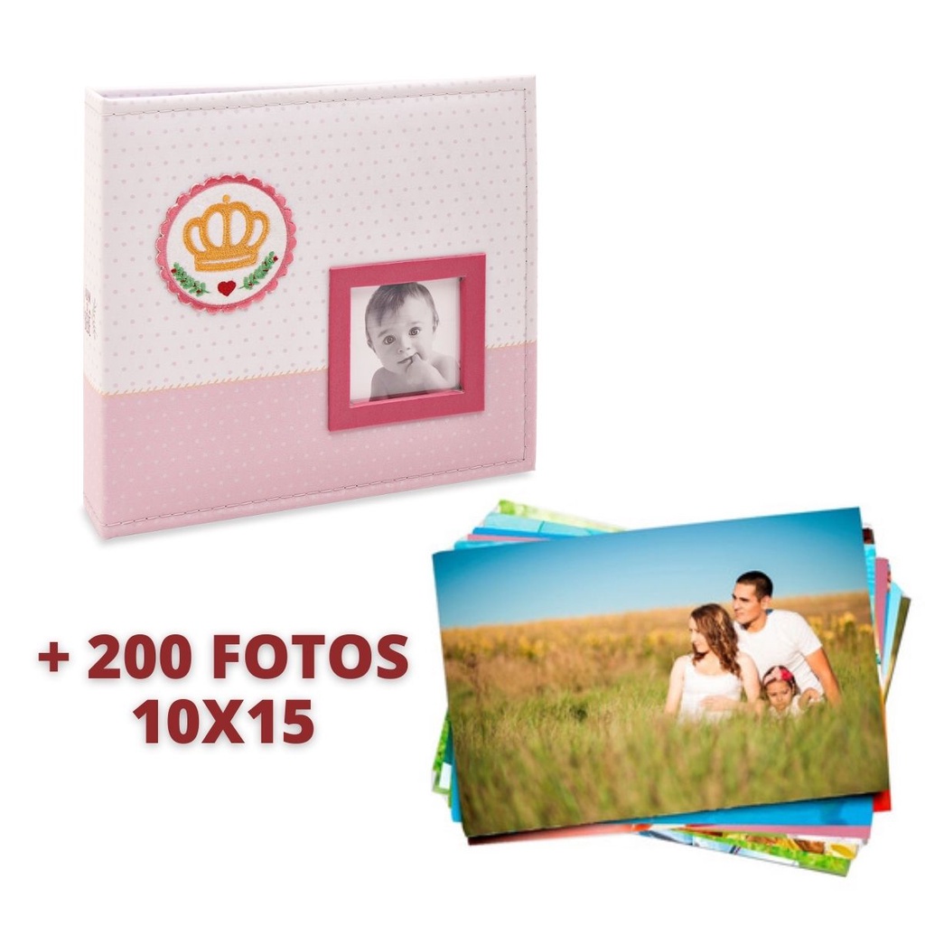 ÁLBUM DE 200 FOTOS PARA BEBES + 200 FOTO 10X15 REVELADAS 809