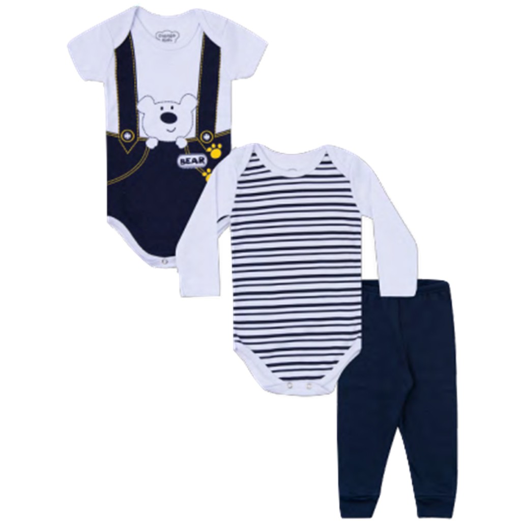 Presente Body Cha De Bebe Enxoval 3 Pecas 100 Algodao Inverno Qualidade Premium Shopee Brasil