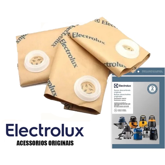 SACO DESCARTAVEL ASPIRADOR ELECTROLUX ORIGINAL 3 UND Cse10 A10S AQP10 AWD01 A10N1 A20810201