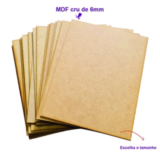 Chapa MDF Cru 6mm p/ Adesivo, Pirogravuras, Artesanatos - Cortada a Laser - Diversos Tamanho