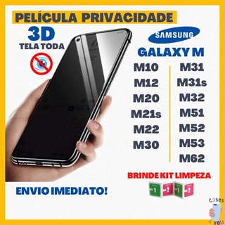 Película 3D Privativa Samsung Galaxy M Privacidade Anti Espião Espionagem Vidro M10 M12 M13 M14 5G M20 M21s M22 M23 5G M30 M31 M31s M32 M34 5G M51 M52 M53 M54 5G M62