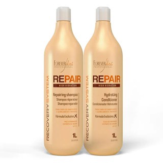 Kit Force Repair Shampoo e Condicionador 2x1 Litro Forever Liss + 2 Válvulas Pump