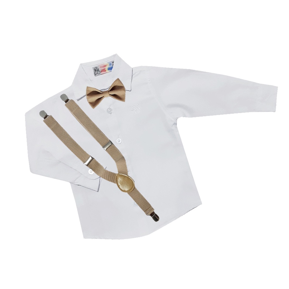 Camisa Social Infantil Com Kit Gravata e suspensório