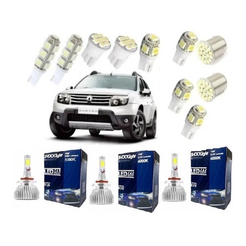 Kit Lampadas Led Duster Teto Placa + Super Led Shock Light