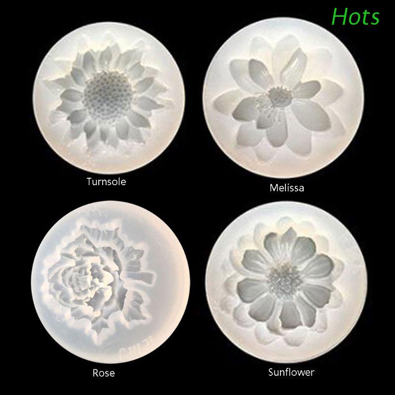 Hots 4 Pcs Kits Molde Resina Epóxi Camélia Girassol Rose Pingente Molde Ferramentas Fazer Jóias
