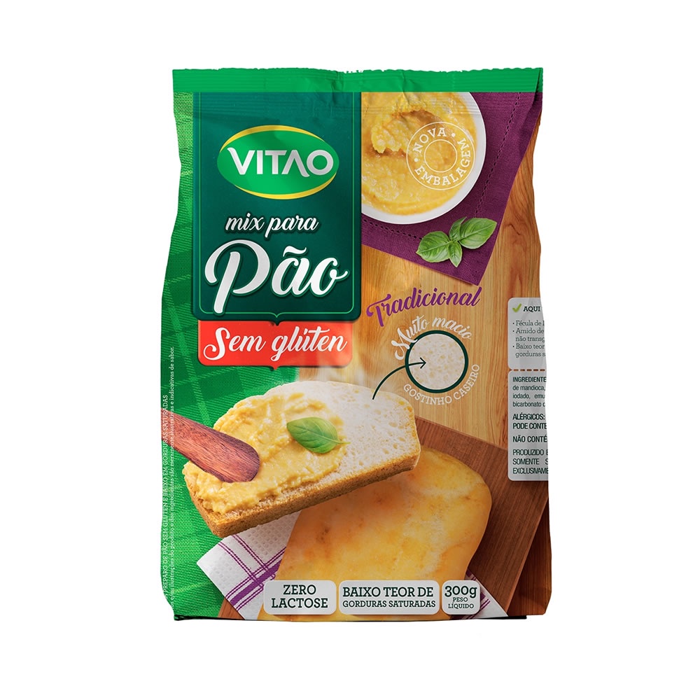 Mistura para Pão Tradicional Sem Glúten 300g - Vitao