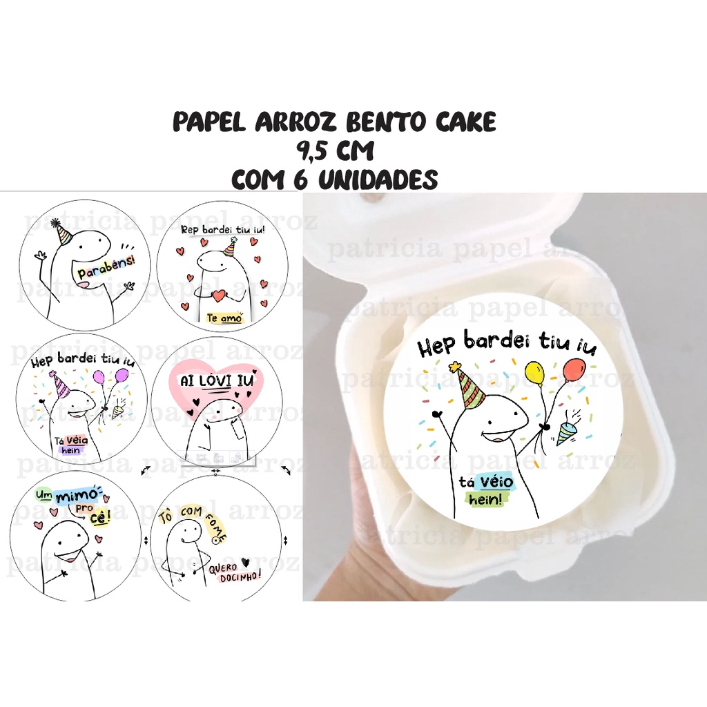 Papel de arroz personalizado  Bento cake,  bolo flork,Mini Bolo, Bolo Marmita