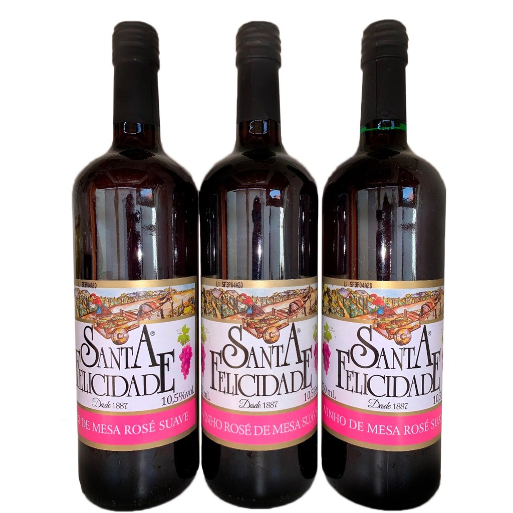 Vinho Rose Suave Santa Felicidade 3X 750ml | Shopee Brasil
