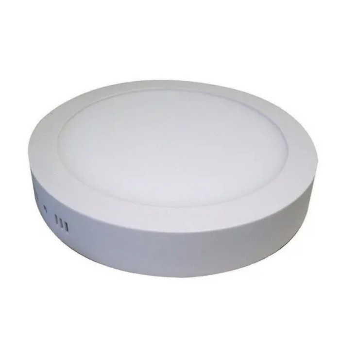 Plafon Painel Para Sobrepor Redondo 12w Bivolt Branco Frio