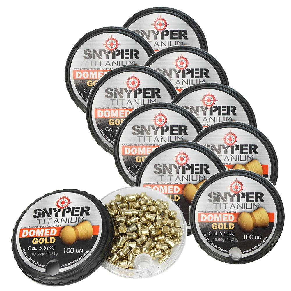 Kit 10 Chumbinho Titanium Domed Gold 5.5mm - Snyper