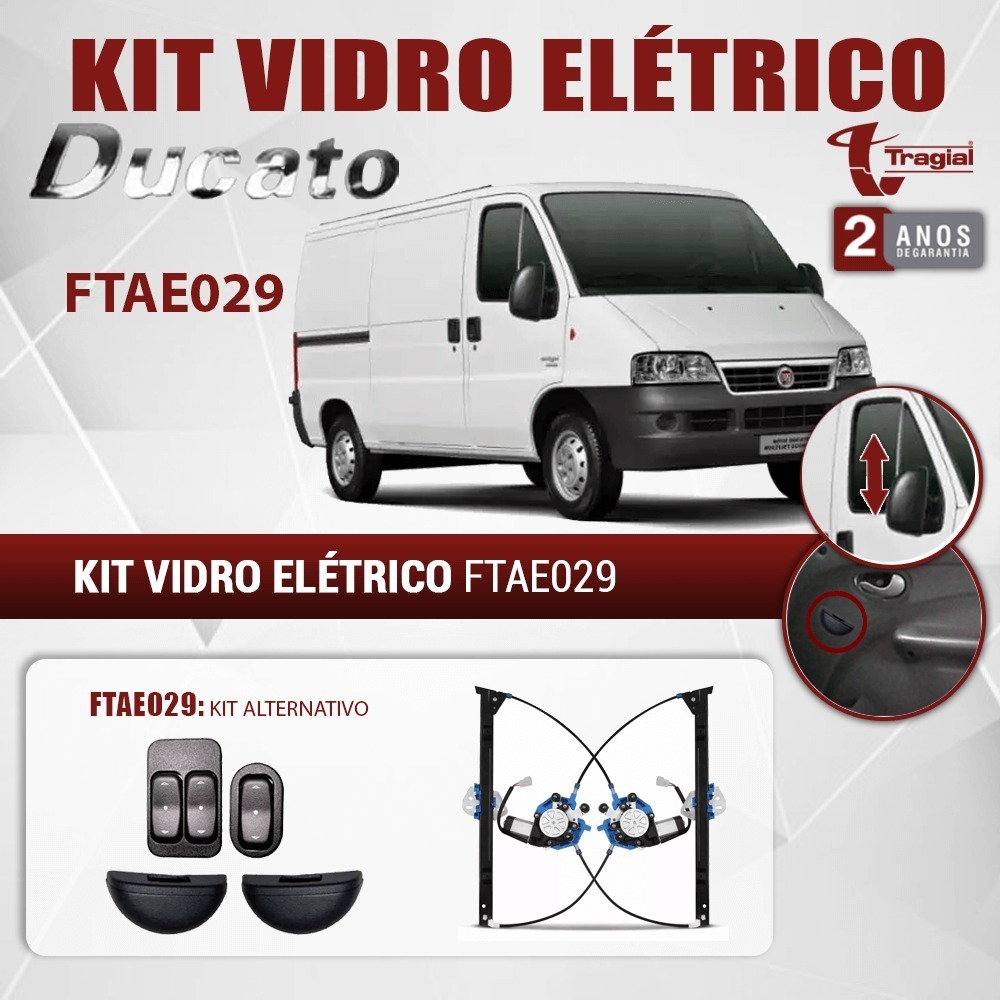 Kit Vidro Eletrico Tragial Ducato E Boxer 2 Portas
