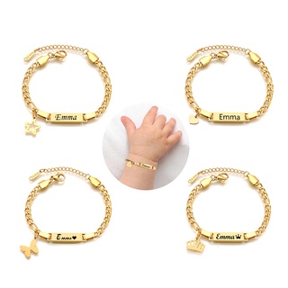 Personalizada Com Nome De Bebê Bar De Aço Inoxidável Em Forma De Coração Estrela De Coroa Garota