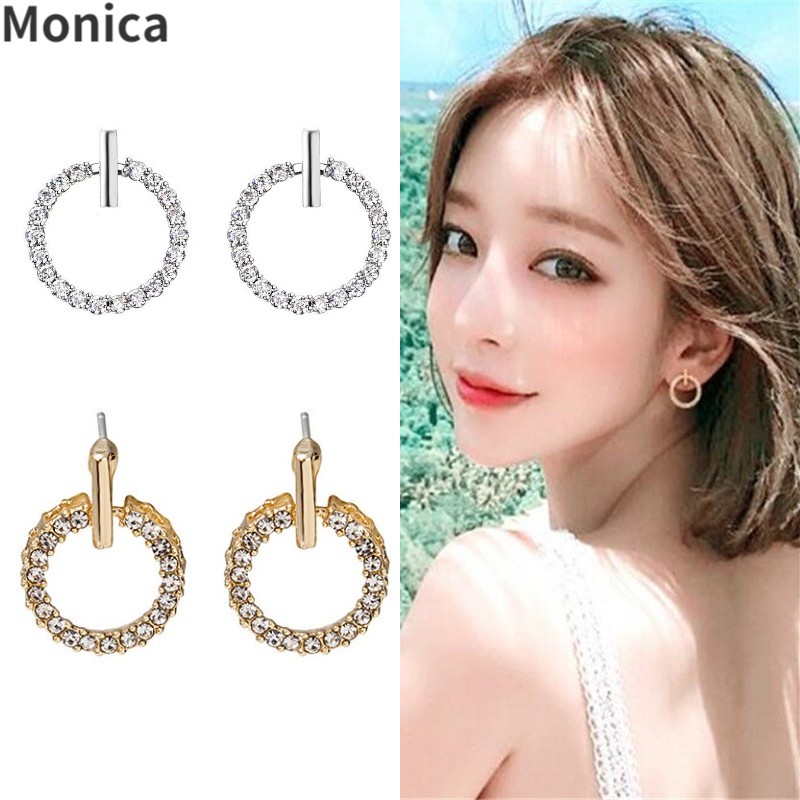 Brincos Geométricos de Círculo Moda Brincos Diamante 925 Agulha de Prata Antialérgica INS Brincos Diamante