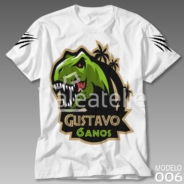 Camiseta Dinossauro Tiranossauro Rex Infantil Adulto Personalizada