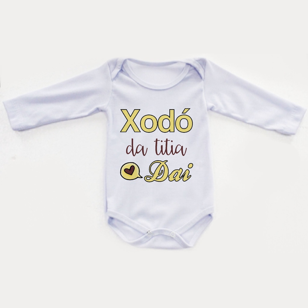 Body infantil Frio Manga longa Xodó da titia com o nome desejado