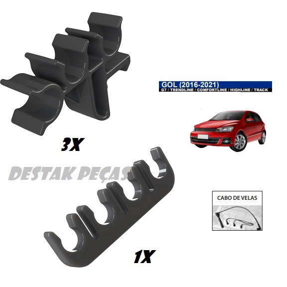 Kit Presilhas  de Fixação do Suporte dos Cabos de Vela Volkswagem Gol G7 2016 até 2021