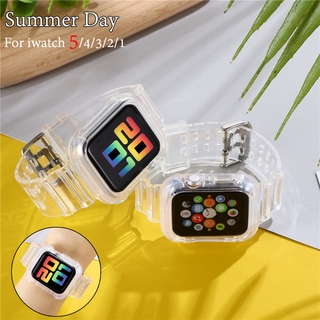 Pulseira De Silicone Transparente Para Apple Watch Iwatch Relógio Série 7 6 SE 5 4 3 38mm 40mm 42mm 44mm 41mm 45mm