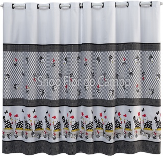 Cortina De Cozinha Barata 2,00 m X 1,45 m Tecido Oxford Estampado Série Delicada Ninhos