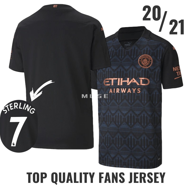 Camisa do Manchester City 2021 Preta / Camisa de Futebol 100% Poliéster/Adicione Nome Número / Camisa de Futebol P~GG