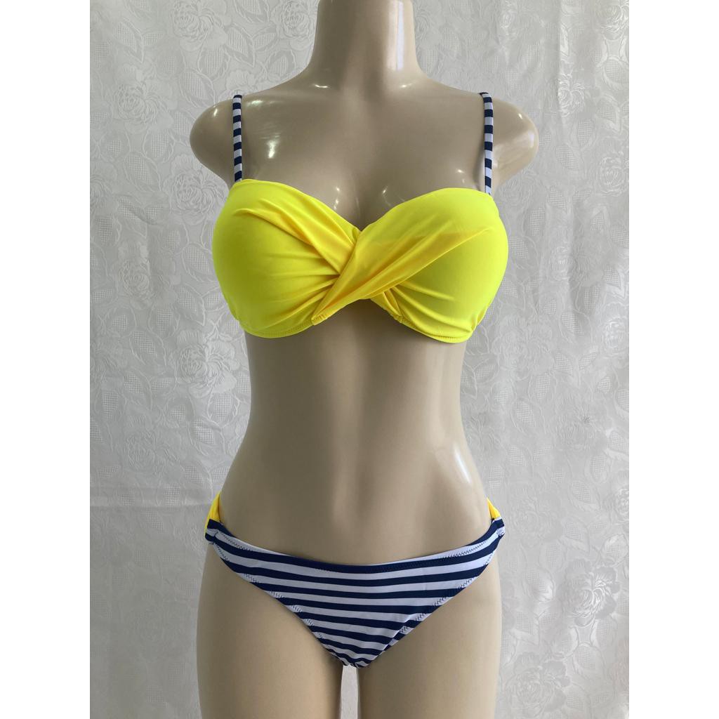 Mundubeach - Biquíni Feminino - Moda Praia Estampada - Tamanho Gg - Listrado - Sutiã Com Bojo Fixo E Fecho Nas Costas, Alças Reguláveis Removíveis E Calcinha Baixa Com Tiras Nas Laterais - Veste Super Bem - Estiloso E Confortável