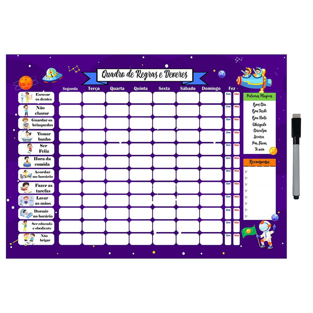 Quadro do Incentivo de Metal Semanal 29x40cm + Caneta em Oferta na Shopee