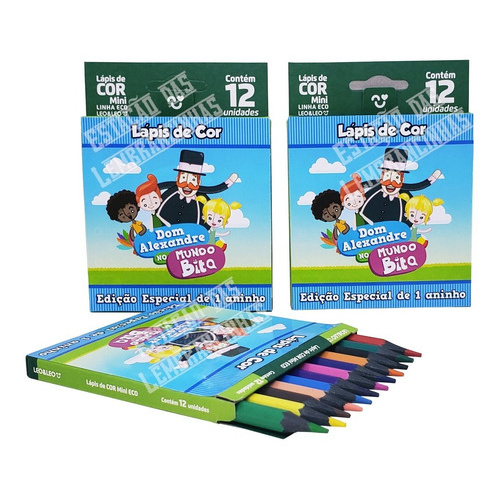 5 Caixinhas de Lápis de Cor com 12 Cores Lembrancinhas Personalizadas de Aniversário Diversos Temas