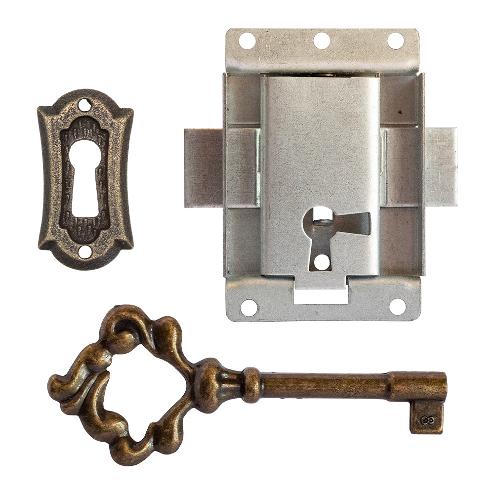 Fechadura Com Entrada Para Chave Colonial Ouro Velho Com Chave - Kit