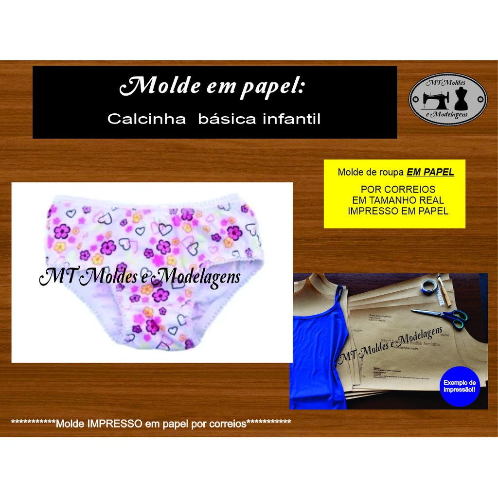 Molde modelagem calcinha infantil para costura molde de roupa em Oferta na Shopee