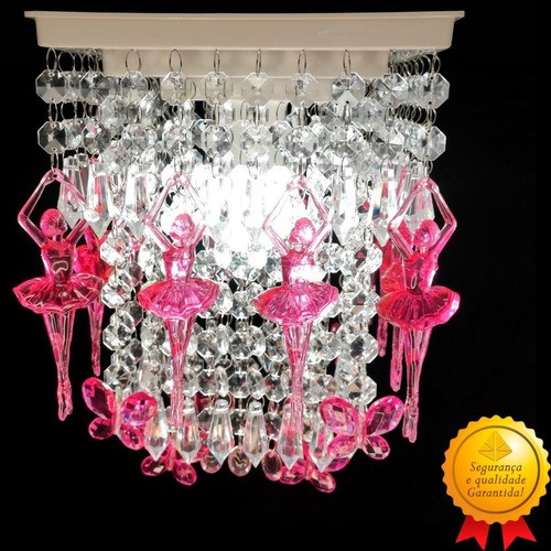 Lustre Luminária Bailarinas Borboletas Rosa Decoração Quarto Infantil Menina Iluminação Decorar Quarto Bebê Criança Rosa