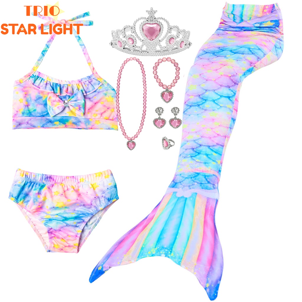 Traje De Cauda De Sereia Para Meninas Crianças Cosplay Festa De Aniversário Princesa em Oferta na Shopee