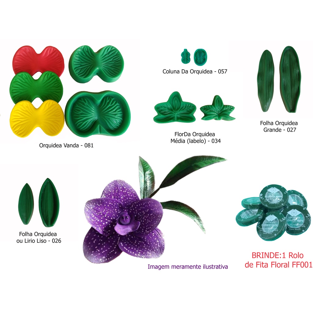 Kit Frisador Modelador P/ EVA Orquidea Vanda 6 Pçs Em Resina - K1081