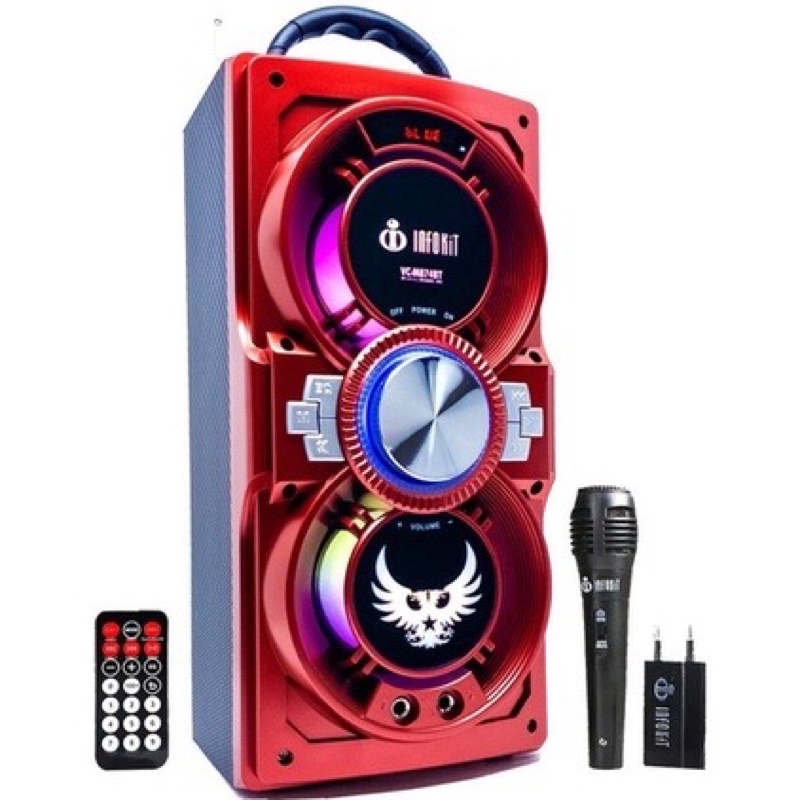 Caixa De Som Portátil Bluetooth Amplificada Infokit com microfone