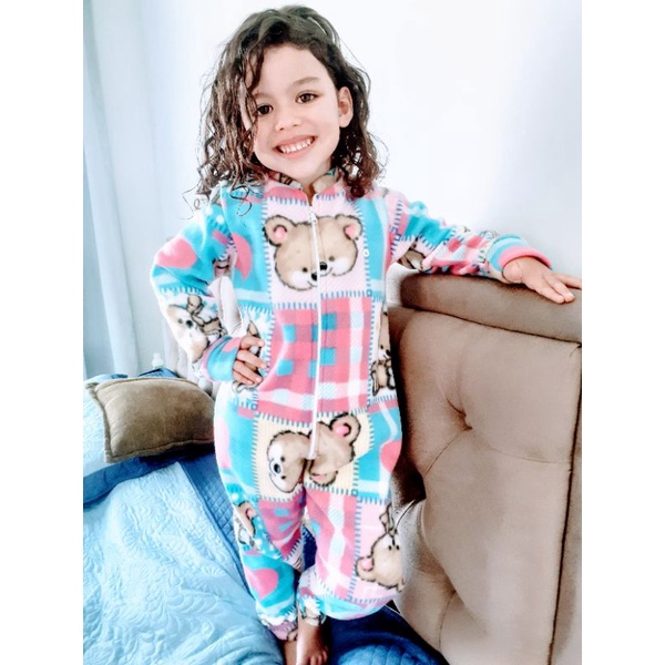 Economy live Entertainment Pijama macacão Soft infantil com ziper super confortavel para menino e  menina | Shopee Brasil