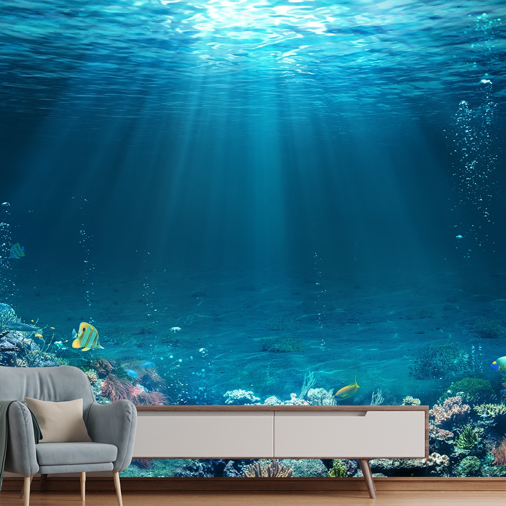 Papel de Parede Fundo do Mar Natureza Peixes Sala Painel - 130pc