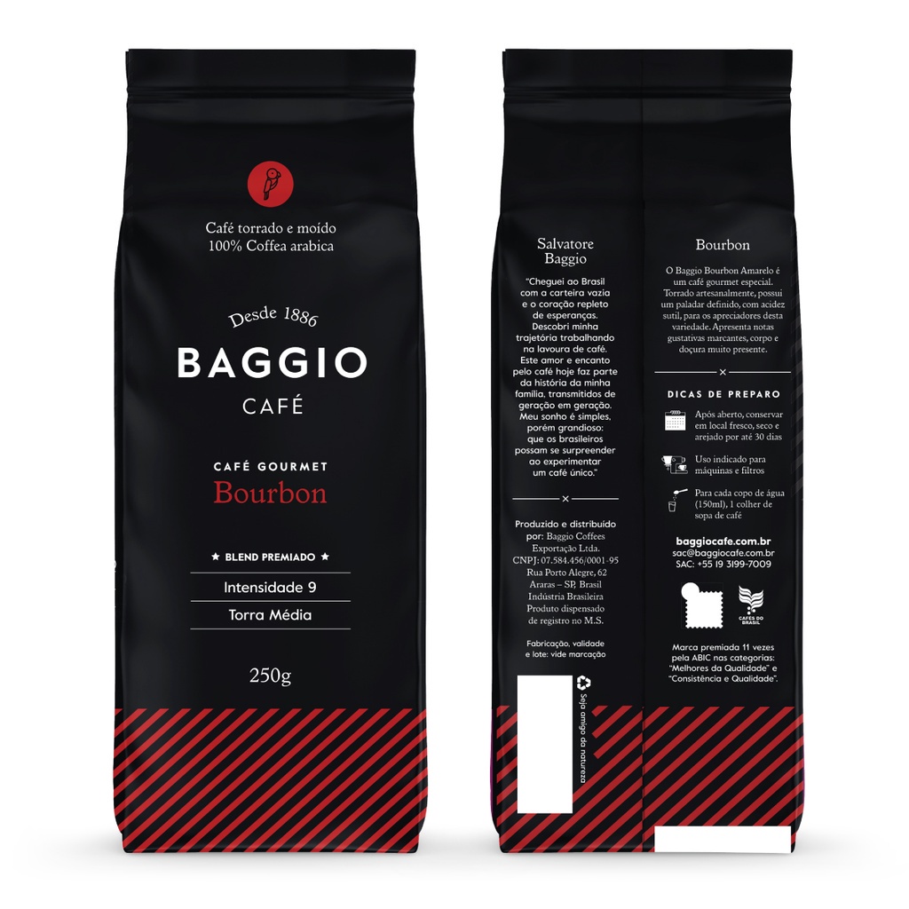 Café Gourmet Torrado/Moido Bourbon Baggio Pcte 250g