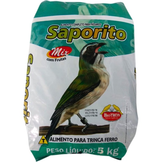 Saporito 5 Kg - Ração Para Trinca Ferro E Pixarro! Biotron Original Com Nf! Extrusada Para Pássaros em Oferta na Shopee