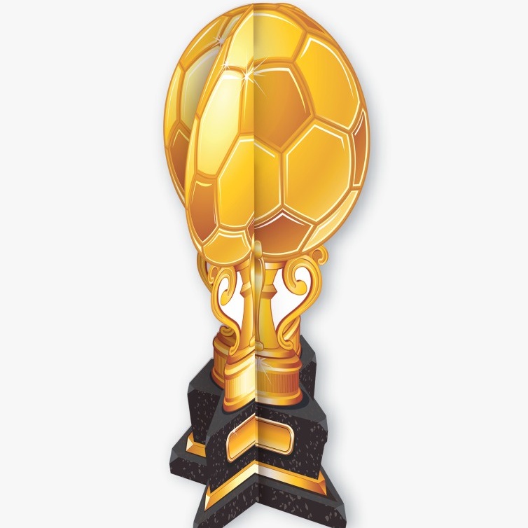 Kit Enfeite Taça de Futebol Bola Ouro Copa Troféu 2 Pç Festa Decoração
