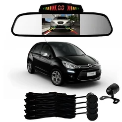 Sensor De Ré + Espelho Camera Ré Citroen C3 Preto