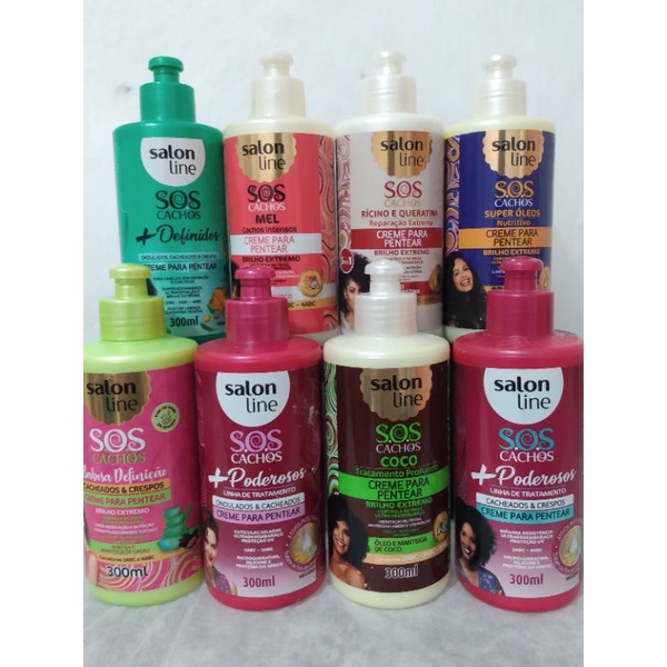 Creme Para Pentear S O S Cachos Salon Line 300 Ml Babosa Queratina E Ricino Coco Super Oleos Cachos Mais Definidos Escolher Shopee Brasil