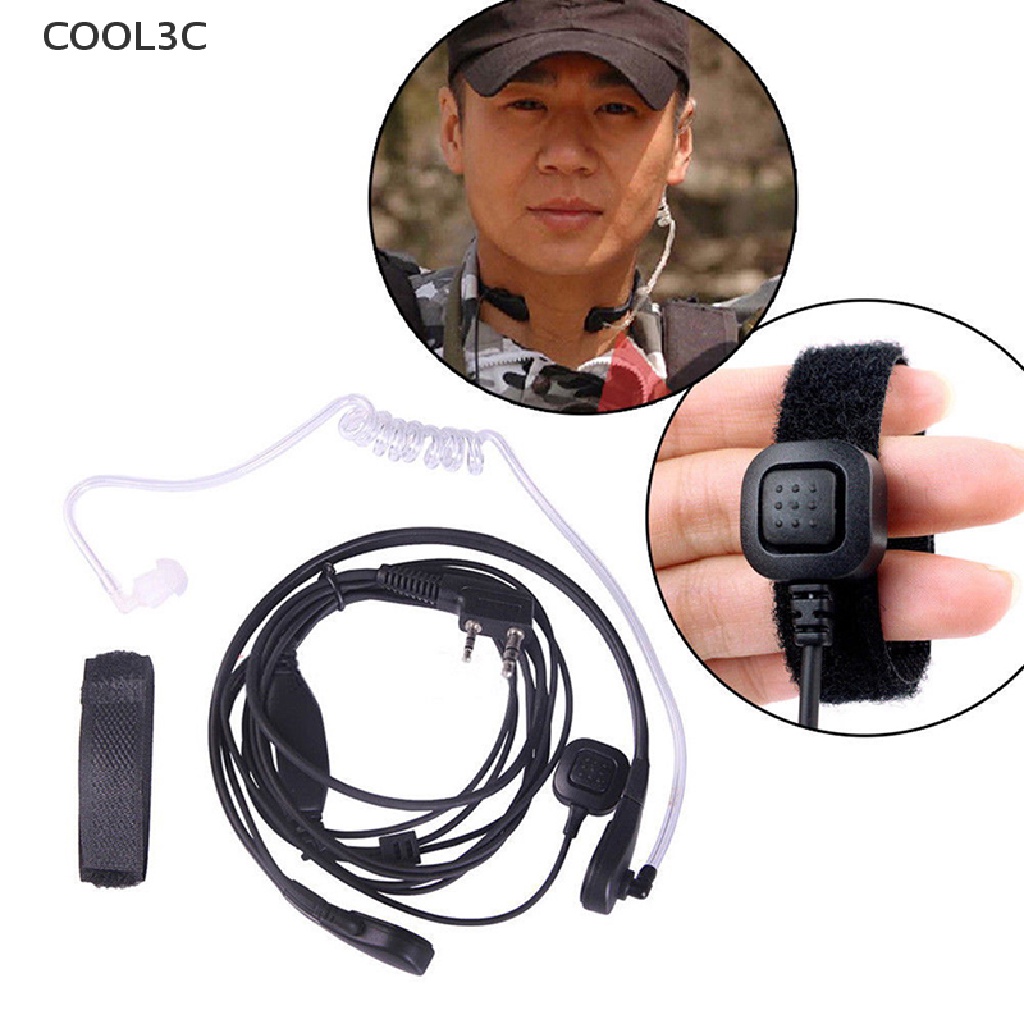 COOL3C Garganta Microfone Fone De Ouvido Dedo PTT Para UV5R 888s Rádio Walkie Talkie