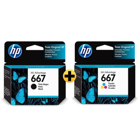 Cartucho de Tinta HP 667 Preto e Color Advantage Produto Original